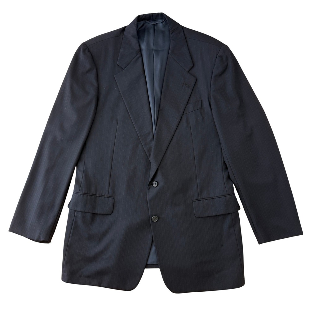 Hickey Freeman Loro Piana Tasmanian Wool Sport Coat 42R Navy Pinstripe Made USA